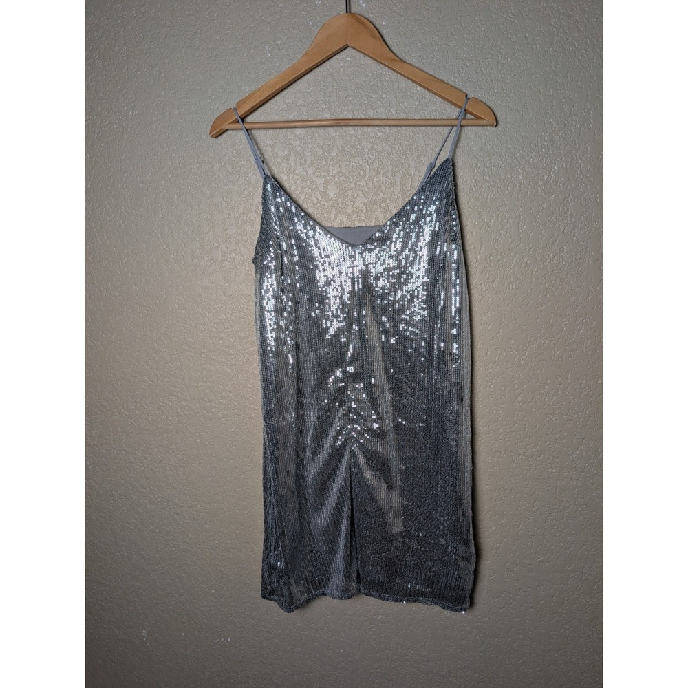 NEW Silver Sequin Size XS Mini Slip Dress Party Glam A New Day